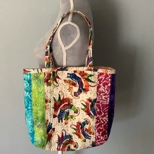 Quilted cotton tote bag, cat theme